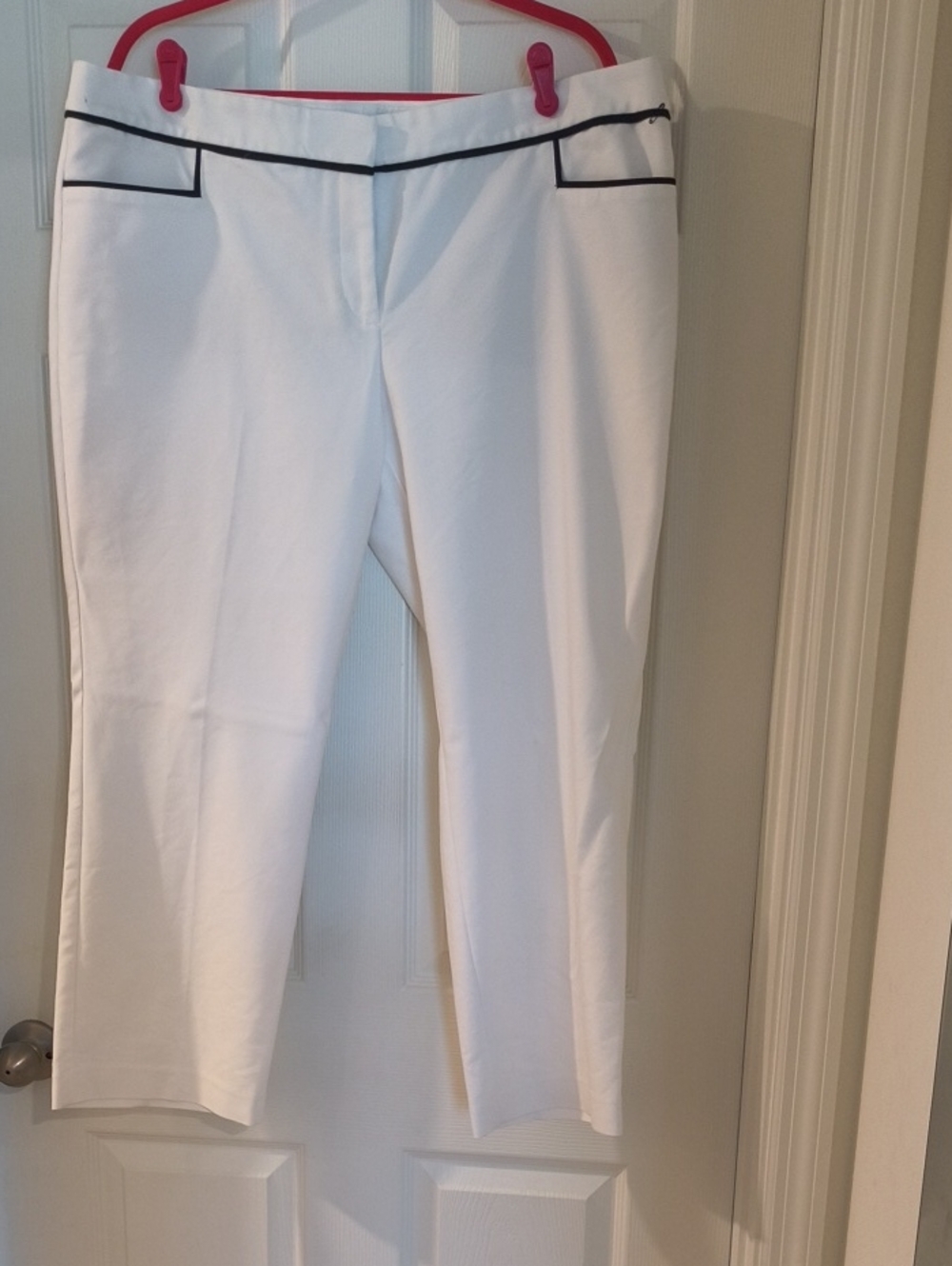 Express White Crop Pants with Black Trim